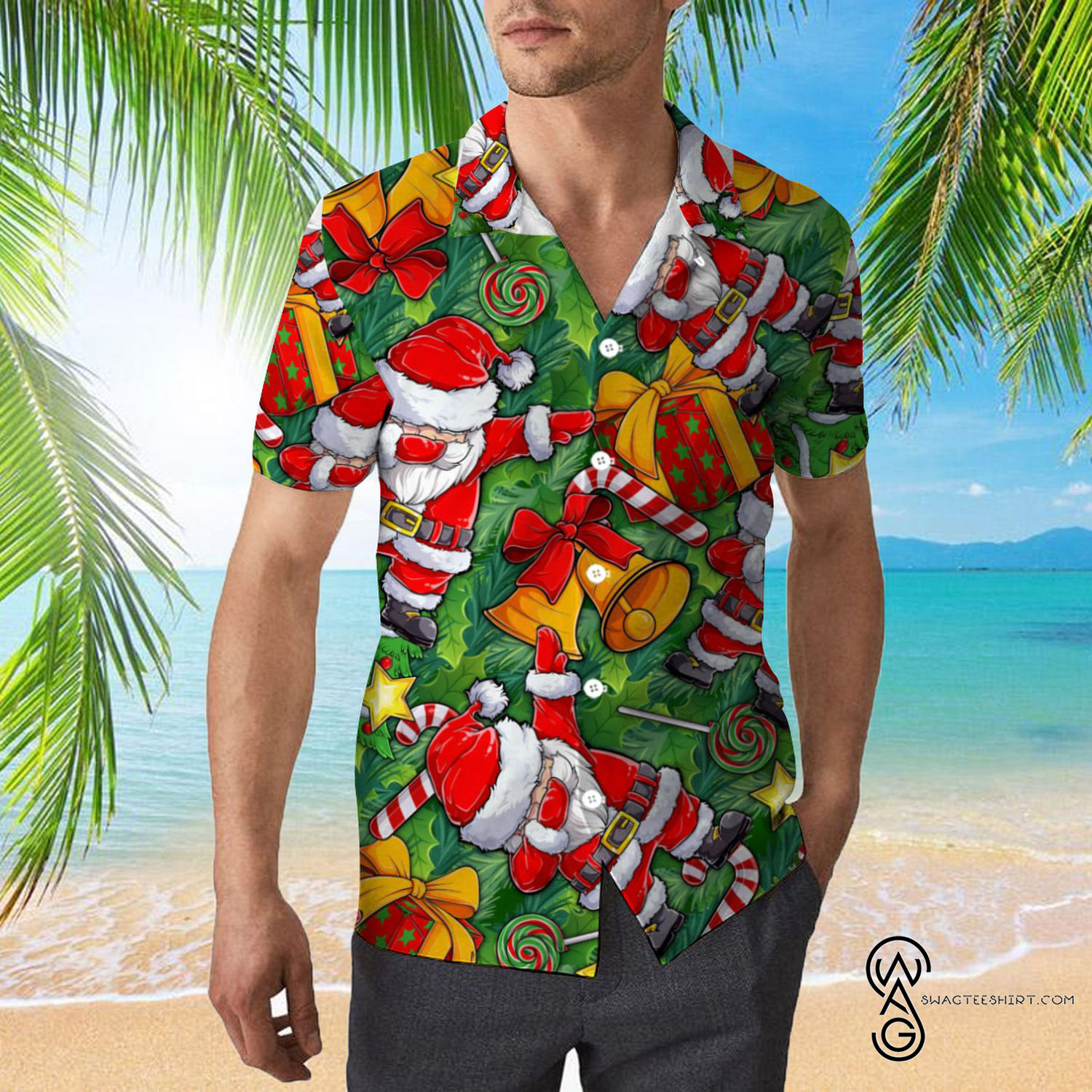 [Top Trending] Santa Claus Dabbing Christmas Pattern Hawaiian Aloha Shirt